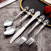 Golden Stainless Steel Cutlery Set Royal European Spoon Fork Complete Tableware Retro Design Dishwasher Safe Elegant Flatware