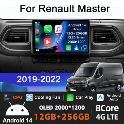 Android 14 Carplay Auto For Renault Master 2019 2020 2021 2022 Car Radio Navigation DVD Video Player 2 Din Stereo 360 Camera DSP