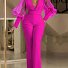 Ladies Elegant Office Jumpsuit Romper For Women 2023 High Waist Wedding Overalls Sequins Bodycon Long Sleeve Party Jumpsuit Club