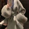 UCXQ Elegant OL Office Lady Overcoats Fur Patchwork Long Sleeve Woolen Coat Beautiful Women's Clothing Jacket Autumn 2025 Winter