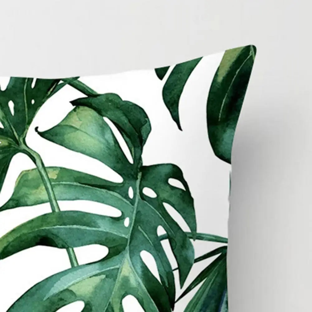 45cm Cushion Case Removable Polyester Green Plant Print Pillowcase Tropical Leaf Cactus Monstera Throw Cushion Cover Home Decor