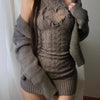 Spring Elegant Vintage Knitted Suits Women Even Party Clothing Korean 3 Piece Dress Set Office Lady Sweater Vest + Mini Skirt