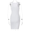 Sexy Deep U Neck Wrap Chest Slim Bodycon Dress Women Sleeveless Solid Color Skinny Dress Elegant Club Party Vestidos