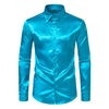 Men's Black Satin Luxury Dress Shirts Fashion Silk Smooth Tuxedo Shirt Solid Wedding Party Prom Casual Shirt Business Office
