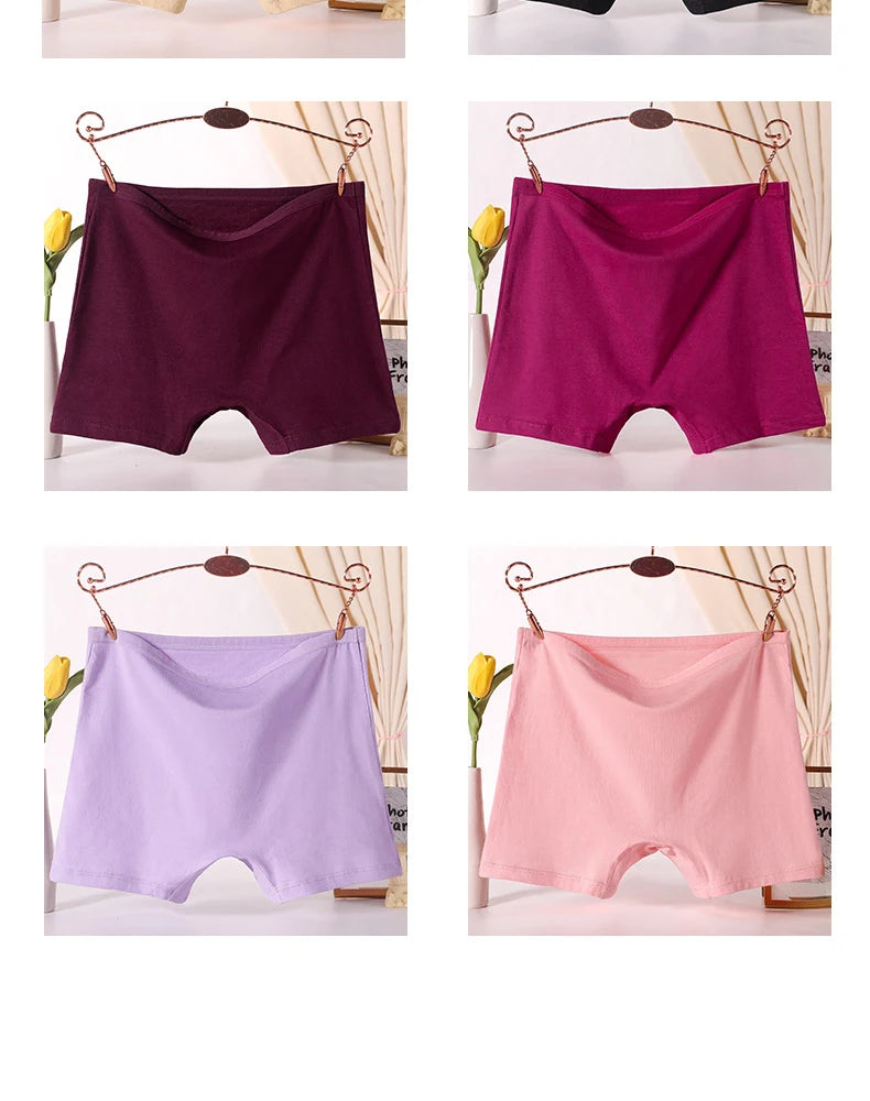 3pcs Cotton Women Panties Lady Plus Size Boxer Underwear High Waist Briefs Solid Color Female Shorts Safety Panty