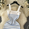 Striple 2024 Sexy Summer Knit Strap Dress Women Tank Elatic Waist Bodycon Sundress Female Beach  Backless Midi Dress