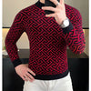 Autumn Winter Velvet Knitted Sweater Men's Long Sleeve Round Necked Sweater Slim Fit Casual Business Knitwear Tops Men Clothing