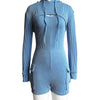 Women's Knitted Ribbed Cargo Pocket Playsuits with Hooded Long Sleeve Top Outfits Jumpsuits Shorts Overalls Birthday Clubwear