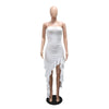 CM.YAYA Women Strapless Sleeveless Ruched Stacked Mini Dress 2025 Summer Beach Vacation Party Birthday Street Sexy Dresses