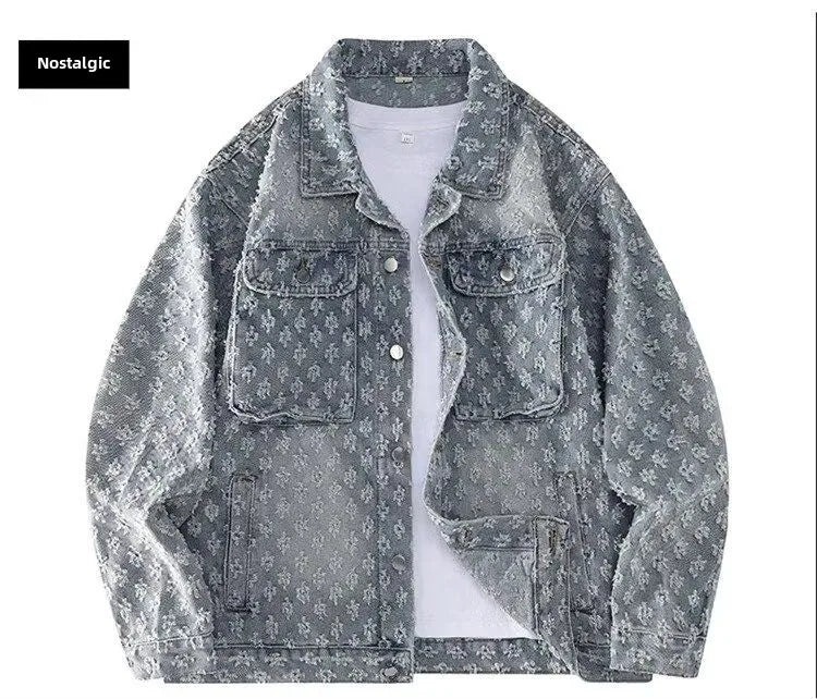 Fashion Stylish Luxury Clothing Loose-fitting Jacket for Casual Cotton Suitable Spring and Autumn Water-washed Jacquard Jacket