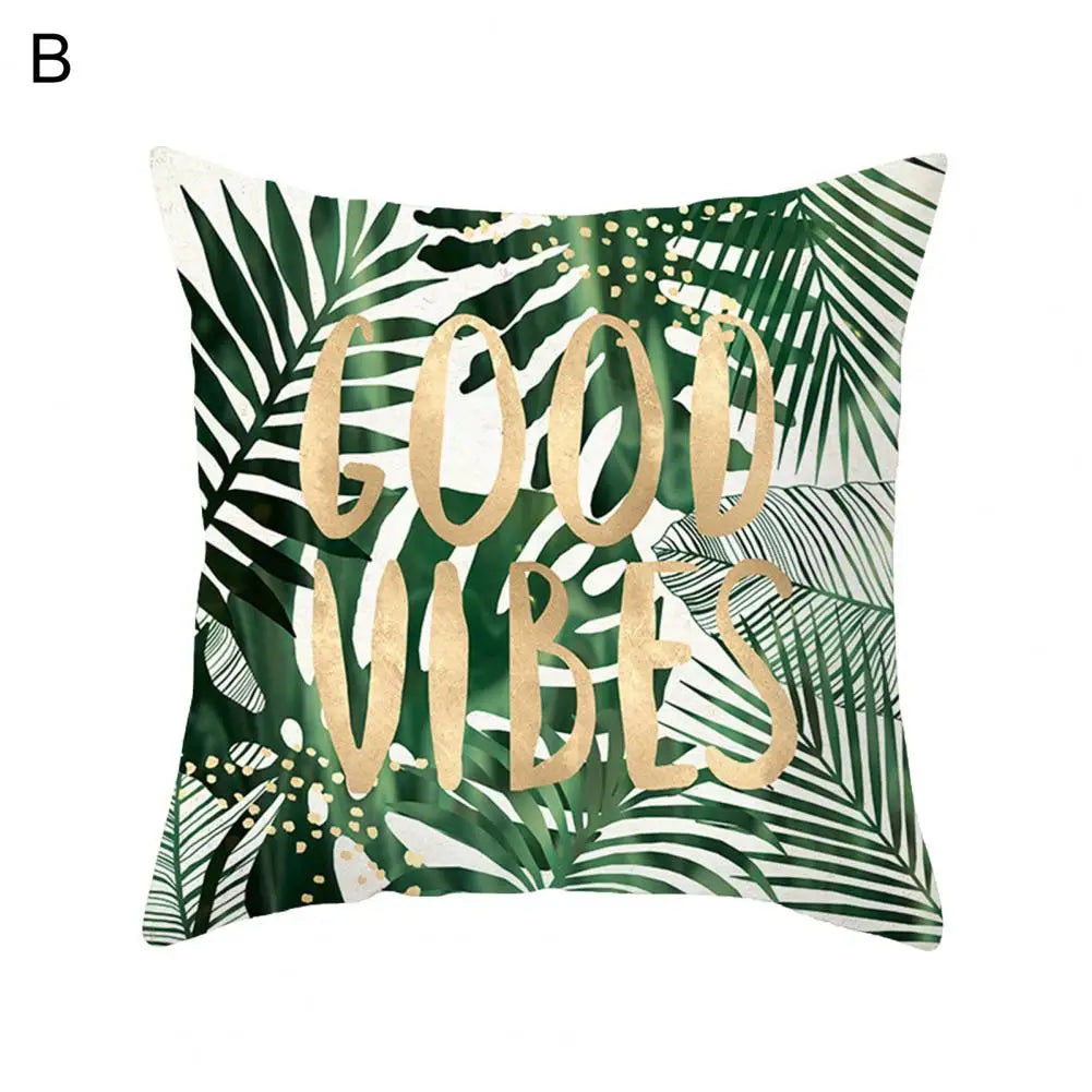 45cm Cushion Case Removable Polyester Green Plant Print Pillowcase Tropical Leaf Cactus Monstera Throw Cushion Cover Home Decor