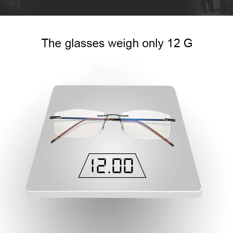 Men Blue Light Blocking Reading Glasses Women Dimond Cutting Rimless Eyeglasses Frame Anti Fatigue Hyperopia Presbyopic Eyewear