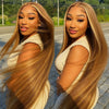 P4/27 Highlight Bone Straight 13x4 HD Lace Frontal Wigs Human Hair Brazilian Ombre Honey Blonde Colored Human Hair Wig For Women