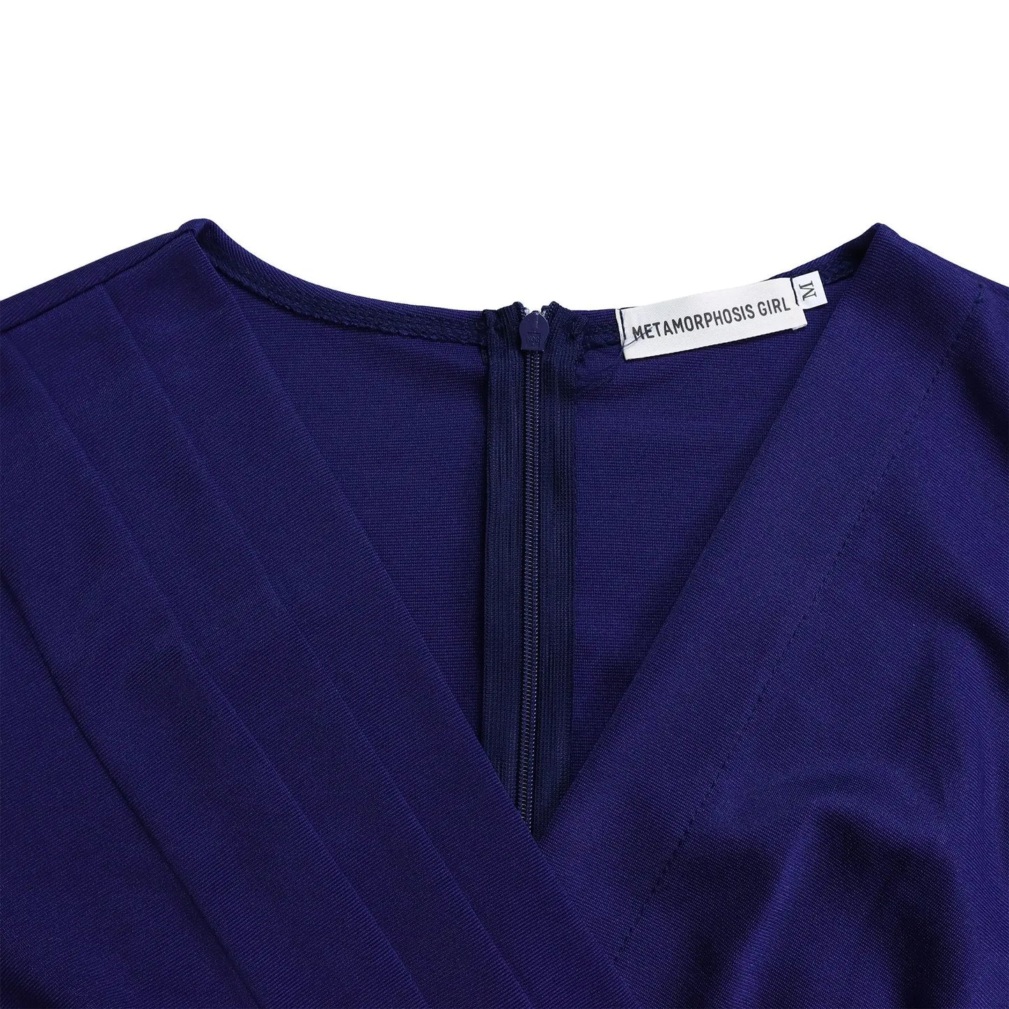 2024 summer new short sleeve V-neck waist solid color Tunle pencil skirt dress