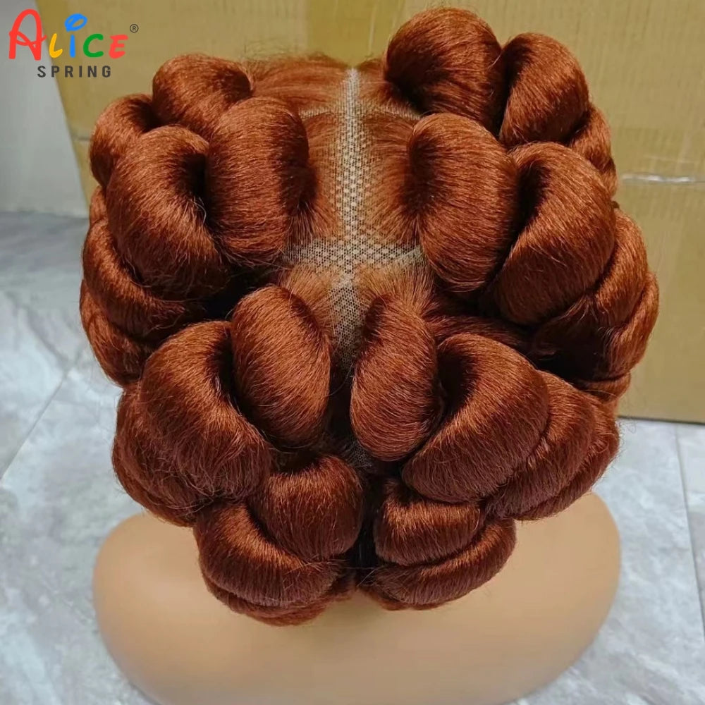 Natural Color 6Inch Transparent Full Lace Braided Wigs Short Cute Handmade Bantu Synthetic Braided Lace Wigs Knotless Braids Wig