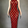 Sparkly Rhinestones Sleeveless Long Dress Elegant Dark Mesh Celebrate Evening Wedding Prom Gown Birthday Dress Photograph Wear