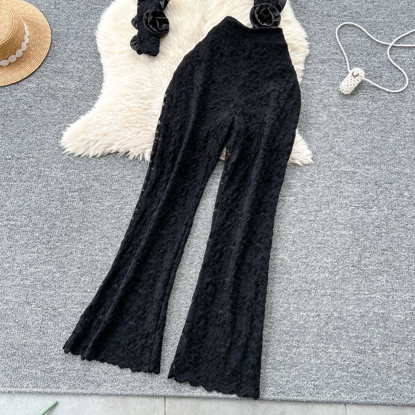 Women  Three-dimensional floral  loose T Shirt Bodycone Tops Female High Street Y2k Tops  Summer Two Piece Set