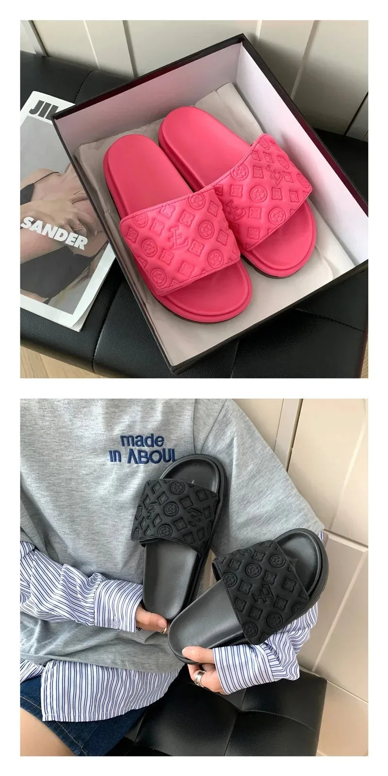 Ladies Magic Sticker Flat Slippers 2025 Summer New Designer Luxury Sandals for Women Elegant Home Flat Slippers Zapatos De Mujer