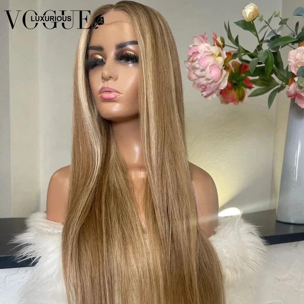 Highlight Brown Honey Blonde Brazilian Virgin Human Hair Lace Closure Wigs Transparent Lace Front Women Wig Pre Plucked On Sale