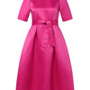 VONDA Elegant Women Satin Short Sleeve Midi Dress 2024 Summer Vestidos Casual Belted Loose Solid Color Long Sundress Oversized