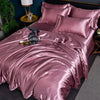 Nordic Satin Silk Bedding Set with Duvet Cover Bed Sheet Pillowcases Luxury Solid Single Double Couple Pillow Case Bedsheet