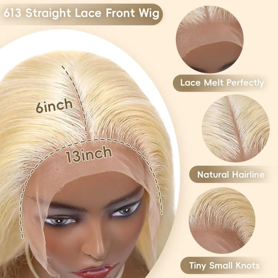 Blonde 613 Human Hair Wigs Straight Hd Lace Frontal Wig 13X6 Brazilian Wig For Black Women 30 40 Inch Lace Front Wig 230 Density