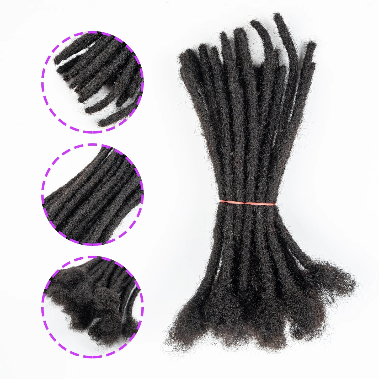 Malaika Locs Extension Human Hair 8 Inch Full Handmade Permanent Dreadlock 0.6cm Dreadlock Extension 30 Str Human Hair Locs