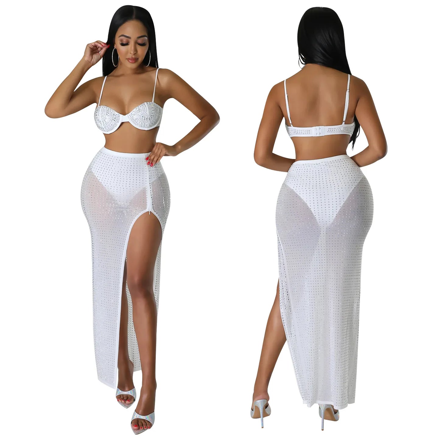 High Waist 2 Piece Bikini Set With Cover Up 2022 Swimsuit Women Print Sleeveless Bathing Suit Beachwear Swimming Biquini New