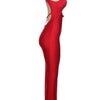 Weird Puss Sexy Party Dress Women Ring Clasp Chic Hollow Backless Sleeveless Low-Neck Birthday Banquet Rave Bodycon Vestidos