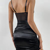 Elegant Sleeveless Dress for Woman New Fashion Sexy Lace Pleated Flower Patterned Hip Wrap Skirt Y2k Slim Fit Dresses for Female