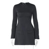 Dulzura Long Sleeves Zipper Bodycon Mini Dress With Pocket Solid Elegant Outfit Office Streetwear Women’S Autumn Winter Clothes