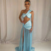 Mozision Summer Sexy Skirt Two Piece Sets Women One Shoulder Crop Top And Maxi Skirt Female Elegant Beach Club Party 2 Piece Set