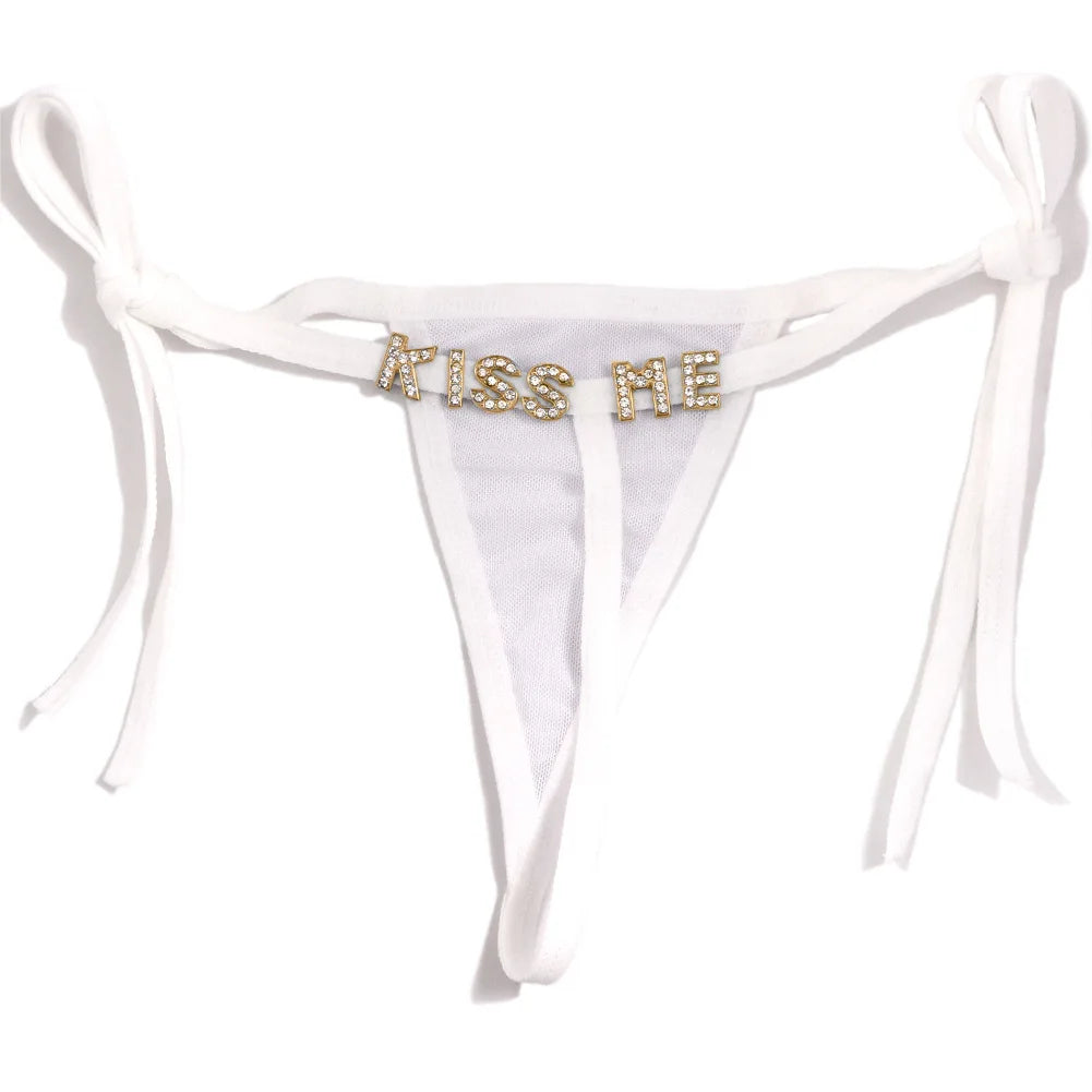 Sexy Custom Thong Name Crystal Letter Underwear Bikini Personalized Customized tangas G-string Girl friend Wife Birthday Gift