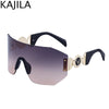 Oversized Shield Rimless Punk Sunglasses Women 2024 Luxury Brand Fashion Winged Sun Glasses For Ladies Shades Eyewear UV400