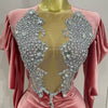 Luxury Sparkly Crystals Sexy Mesh White Velvet Short Dress 2025 Women Elegant Evening Prom Birthday Party Dresses Stage Costume