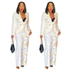 2024 Women Formal Jacket & Trousers Office Lady Outfits Autumn Women Two Pieces Set Print Blazer Coat & Pants Suit Sets Female
