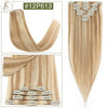 TESS 7Pcs/Set Human Hair Clip In Hair Extensions Natural Extension 14"-24" Full Head Blonde Human Hair Clip Ins Remy Hair Pieces
