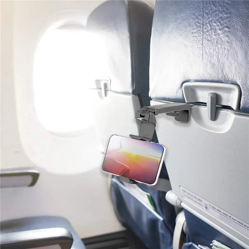 Airplane Phone Holder Stand Cell Mobile Portable Travel Mount Desk Flight Foldable Rotatable Selfie Holding Train Seat Support