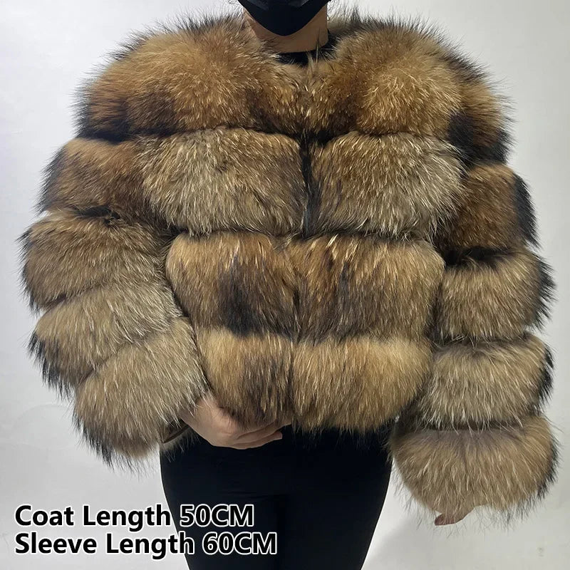 2025 MAOMAOKONG Natural Real Fox Fur Coat Women Winter Long Sleeve Luxury Raccoon Fur Jackets Thick Top Female Furry Coat Vest