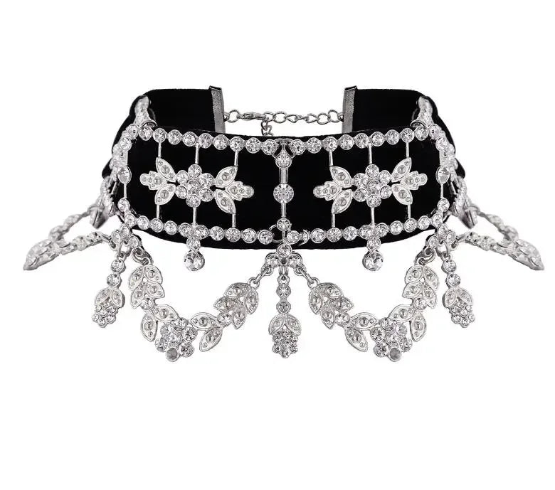 Fashion Crystal Rhinestone Choker Velvet Statement Necklaces for Women Collares Jewelry Party Gift