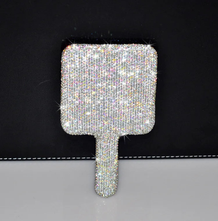 Women's Mirror Eyelash Extension Mirror Sticking Diamond Hand Mirror Fashionable High-end Beauty Handle Mirror Cosmetics Mirrors