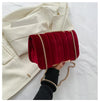 Neon Red Flap Chain Square Bag Velor Leather Fashionable Dating Gift Shoulder & Crossbody Bag With Chain Strap For Women