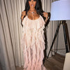 Chic and Elegant Summer Dress Women Halter Sexy Birthday Dress Transparent Mesh Backless Maxi Dress Wholesale Dropshipping