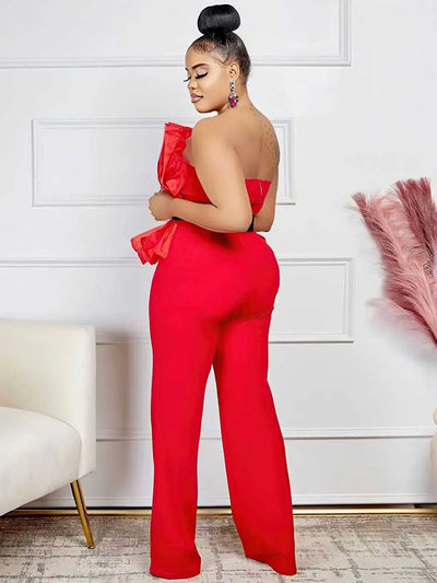 Full Length for Women Elegant Summer Long Jumpsuits Evenings Party Sexy Tube Jumpsuit Ladies High Waist Strapless Jumpsuit