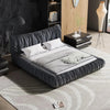 King Size Upholstered Platform Bed with Oversized Padded Backrest Headboard, Luxury Soft Cloud Bed Frame for Bedroom