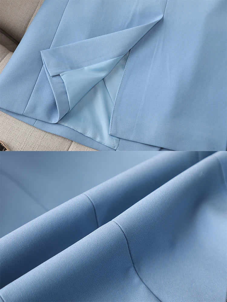 High Quality Long Sleeve Female Blazer Women Blue Coffee Khaki Single Button Slim Jacket Ladies Business Work Wear Formal Coat