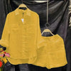 Summer Cotton Linen Casual Home 2 Piece Set For Women 2024 Fashion White Long Sleeve Shirt And Shorts Two Piece Sets Tracksuit