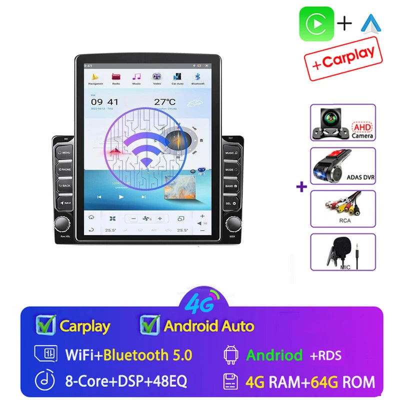 For Tesla Style 2 Din Android 14 Car Radio For Nissan Hyundai Kia Toyota Multimedia Video Player Navi Stereo Carplay Mirror link