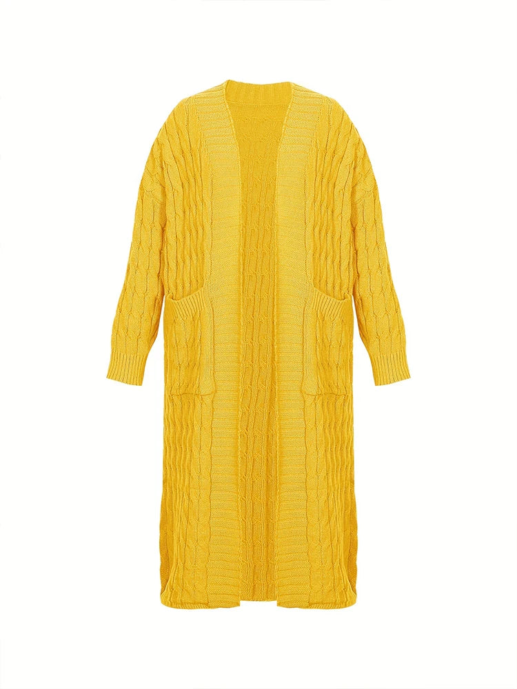 Plus Size Fall and Winter New 2023 Women's Solid Color Cardigan, Casual Knit Cardigan with Pockets Commuter Style Sweater XL-5XL