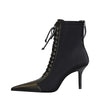 BIGTREE Shoes Cross Straps Sexy Women Boots Pointed Toe Stiletto High-heel Boots 2025 New Women's Ankle Boots Plus Size 42 43